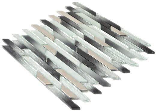 Glass mosaic rods mosaic tiles silver metal anthracite black wall tile backsplash kitchen BAD MOS86-0203