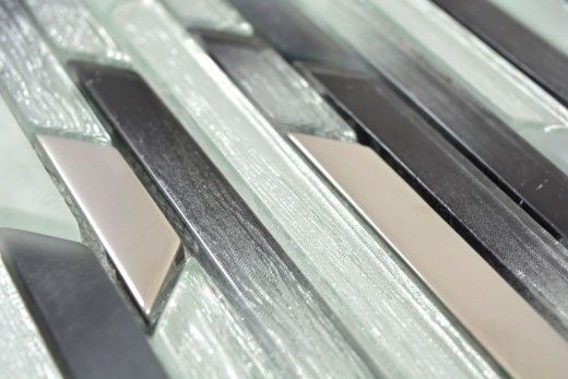 Glass mosaic rods mosaic tiles silver metal anthracite black wall tile backsplash kitchen BAD MOS86-0203