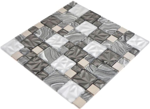 Glass mosaic mosaic tiles steel gray anthracite black wall tile backsplash kitchen bathroom