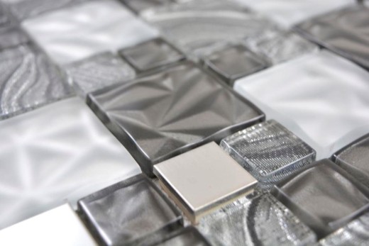 Glass mosaic mosaic tiles steel gray anthracite black wall tile backsplash kitchen bathroom