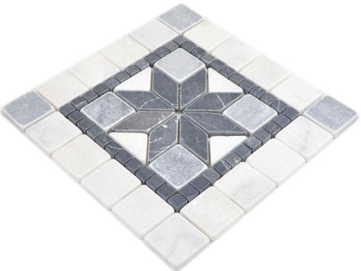 Natural stone inlay decor marble white light gray anthracite travertine floor wall kitchen tile mirror bathroom WC - MOSDEKO58