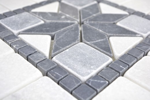 Natural stone inlay decor marble white light gray anthracite travertine floor wall kitchen tile mirror bathroom WC - MOSDEKO58