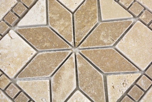 Natural stone inlay decor beige cream walnut brown travertine mosaic tile wall floor kitchen bathroom toilet sauna - MOSDEKO69