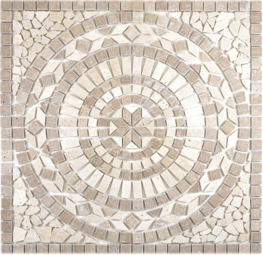 XL Inlay natural stone travertine light beige cream walnut brown mosaic tile floor kitchen wall bathroom sauna - MOSDEKO68
