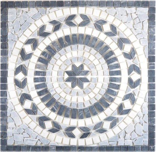 XL Inlay natural stone travertine anthracite black white light gray mosaic tile floor kitchen wall bathroom sauna - MOSDEKO57