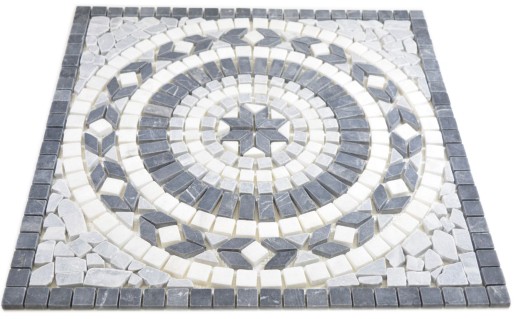 XL Inlay natural stone travertine anthracite black white light gray mosaic tile floor kitchen wall bathroom sauna - MOSDEKO57