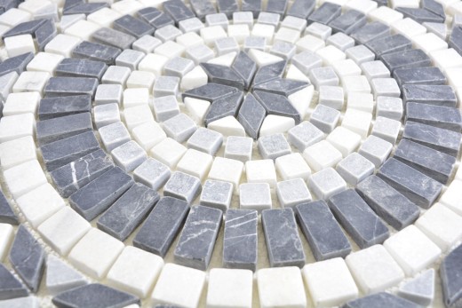 XL Inlay natural stone travertine anthracite black white light gray mosaic tile floor kitchen wall bathroom sauna - MOSDEKO57