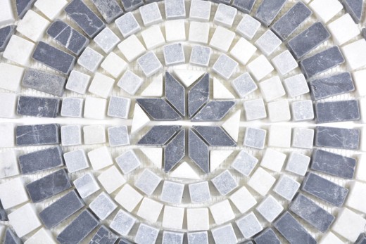 XL Inlay natural stone travertine anthracite black white light gray mosaic tile floor kitchen wall bathroom sauna - MOSDEKO57