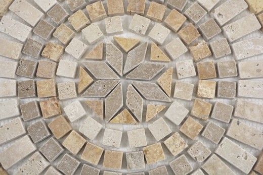 XL inlay natural stone yellow gold light beige walnut brown travertine mosaic tile floor kitchen wall bathroom sauna - MOSDEKO79