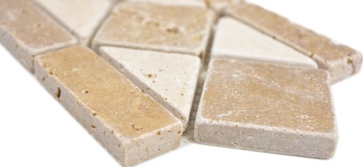 Travertine natural stone border beige cream chocolate brown walnut wall floor shower bathroom kitchen sauna - MOSBor-0246
