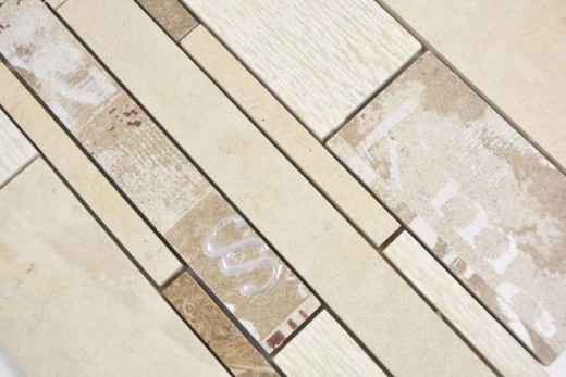 Marble mosaic tile ceramic mosaic beige brown wall tile backsplash bathroom - MOS180-B03STB