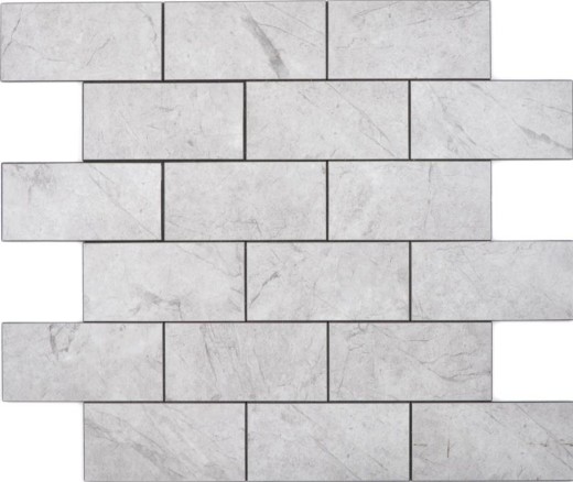 self-adhesive vinyl mosaic stone look gray Carrara look subway mosaic tile wall tile mirror kitchen bathroom MOS200-MLM