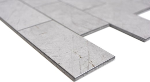 self-adhesive vinyl mosaic stone look gray Carrara look subway mosaic tile wall tile mirror kitchen bathroom MOS200-MLM