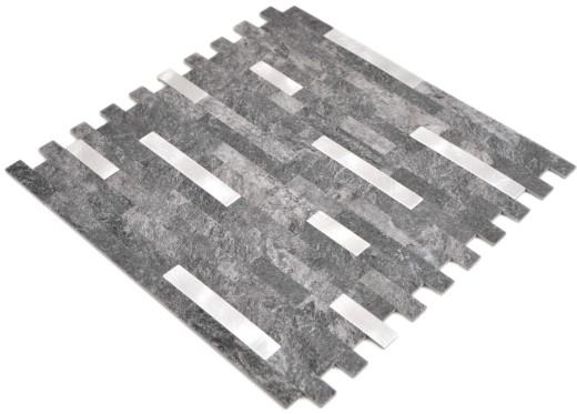Composite vinyl stone look Black Quartz/Silver mosaic tile wall tile backsplash kitchen bathroom MOS200-22BS_f