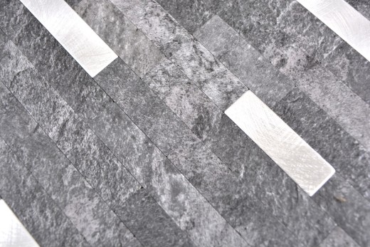 Composite vinyl stone look Black Quartz/Silver mosaic tile wall tile backsplash kitchen bathroom MOS200-22BS_f