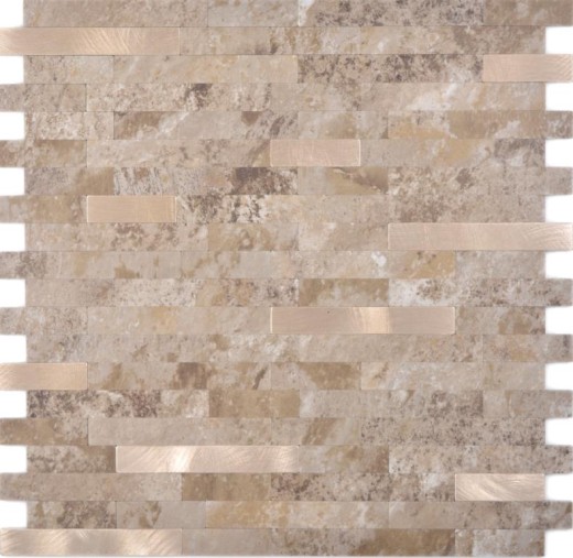 Wall tile Composite panel Kitchen splashback Gold brown Peel and stick MOS200-LBG