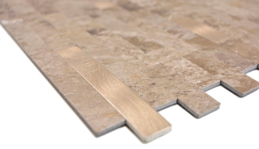 Wall tile Composite panel Kitchen splashback Gold brown Peel and stick MOS200-LBG