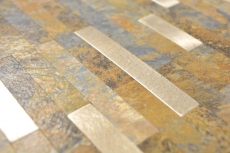 self-adhesive vinyl mosaic sticks stone look slate look gold rust tile backsplash kitchen wall MOS200-MSG