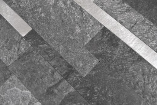 self-adhesive vinyl mosaic sticks stone look quartz anthracite silver tile backsplash kitchen wall MOS200-32BS