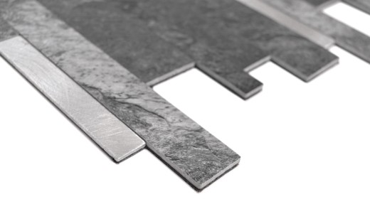 self-adhesive vinyl mosaic sticks stone look quartz anthracite silver tile backsplash kitchen wall MOS200-32BS