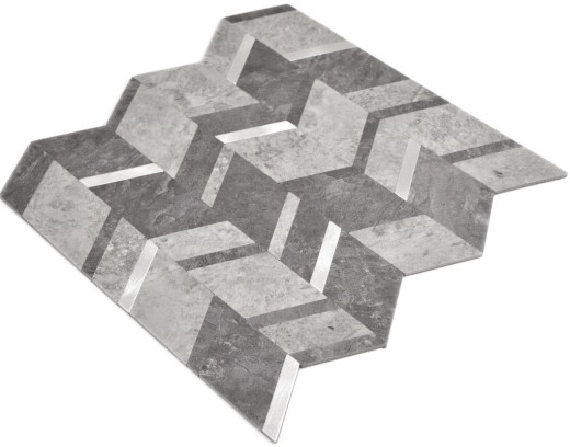 self-adhesive wall cladding tile backsplash vinyl stone look arrow look gray anthracite silver MOS200-4CDG