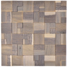 self-adhesive wood mosaic wood panel facing walnut brown 3D wood wall kitchen tile backsplash