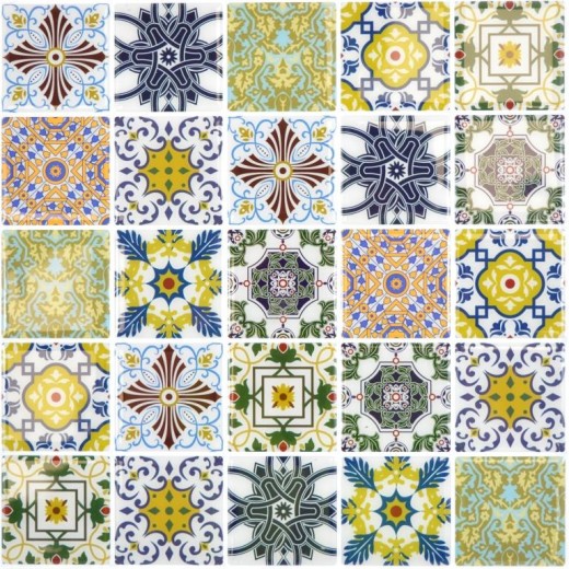 self-adhesive mosaic foil retro vintage look country style vinyl ornaments tile backsplash kitchen