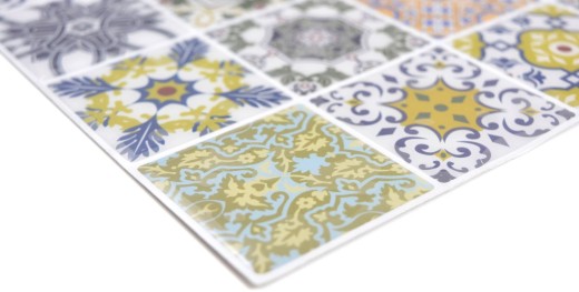 self-adhesive mosaic foil retro vintage look country style vinyl ornaments tile backsplash kitchen