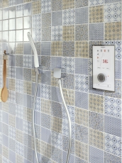 Hand pattern retro vintage mosaic tile ceramic white blue orange gray MOS22B-1404_m