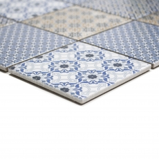 Hand pattern retro vintage mosaic tile ceramic white blue orange gray MOS22B-1404_m