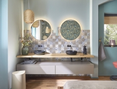 Hand pattern retro vintage mosaic tile ceramic cream blue orange gray matt MOS22B-1406_m