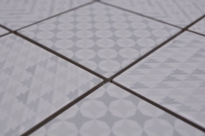 Hand pattern retro vintage mosaic tile ceramic white Geo White MOS22B-1401_m