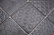 Hand pattern retro vintage mosaic tile ceramic black Spirit black MOS22B-1403_m