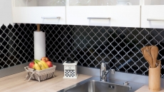 Hand-painted retro vintage mosaic tile ceramic Florentine black glossy MOS13-2BG_m