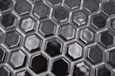 Hand pattern mosaic tile ceramic hexagon black glossy wall tile bathroom tile MOS11A-0302_m