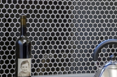 Hand pattern mosaic tile ceramic hexagon black glossy wall tile bathroom tile MOS11A-0302_m