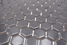Hand-painted mosaic tile ceramic hexagon black matt shower splashback MOS11A-0311_m