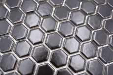 Hand-painted mosaic tile ceramic hexagon black matt shower splashback MOS11A-0311_m