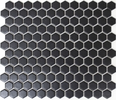 Hand-painted mosaic tile ceramic hexagon black matt shower splashback MOS11A-0311_m