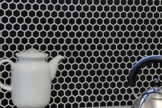 Hand-painted mosaic tile ceramic hexagon black matt shower splashback MOS11A-0311_m