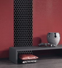 Hand-painted mosaic tile ceramic hexagon black glossy shower splashback MOS11B-0302_m