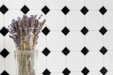 Hand sample mosaic tile ceramic octagonal white matt black glossy wall tile bathroom tile MOSOcta-190_m