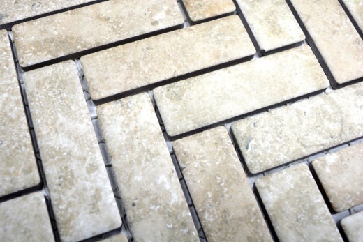 Hand-painted mosaic tile ceramic herringbone stone effect beige tile backsplash kitchen MOS24-SO76_m