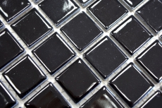 Hand-painted mosaic tile ceramic BLACK GLOSSY wall tile backsplash kitchen MOS18-0302_m