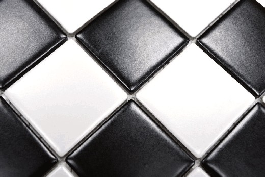 Hand-painted mosaic tile ceramic white black matt chessboard tile backsplash MOS16-CD202_m