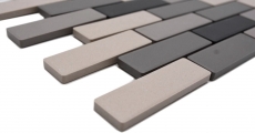 Hand pattern mosaic tile ceramic light beige gray brick unglazed shower tray floor tile MOS26-0206-R10_m