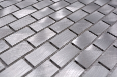 Hand sample mosaic tile aluminum silver Brick aluminum alu tile mirror kitchen MOS48-0204_m