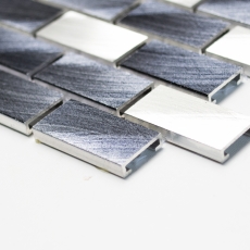 Hand sample mosaic tile aluminum brick aluminum alu black tile backsplash kitchen MOS48-0208_m