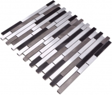 Hand sample mosaic tile aluminum composite aluminum alu gray black tile backsplash kitchen MOS49-0308_m
