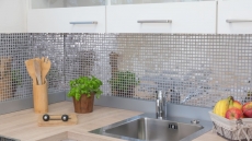 Hand pattern mosaic tile stainless steel silver silver steel glossy tile backsplash kitchen MOS129-15G_m